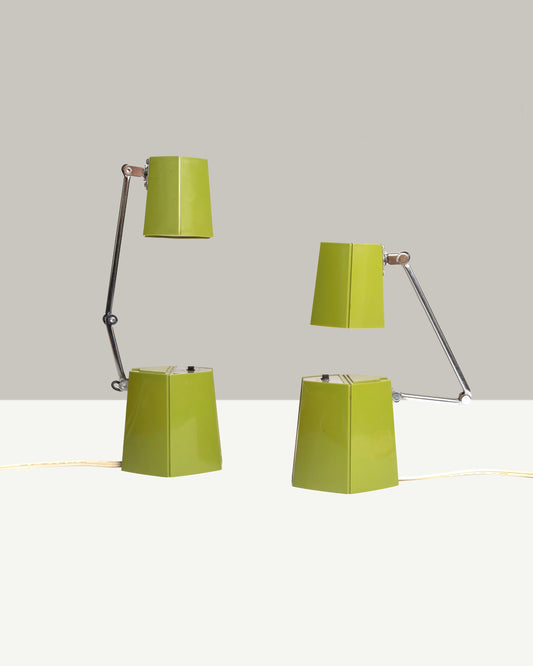 Pair of Ohm-Rite Task Lamp (Greeen w/ Metal Detail)