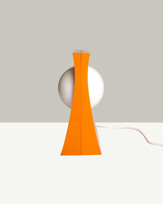 Two Sided Orange & White Plastic Orb Lamp